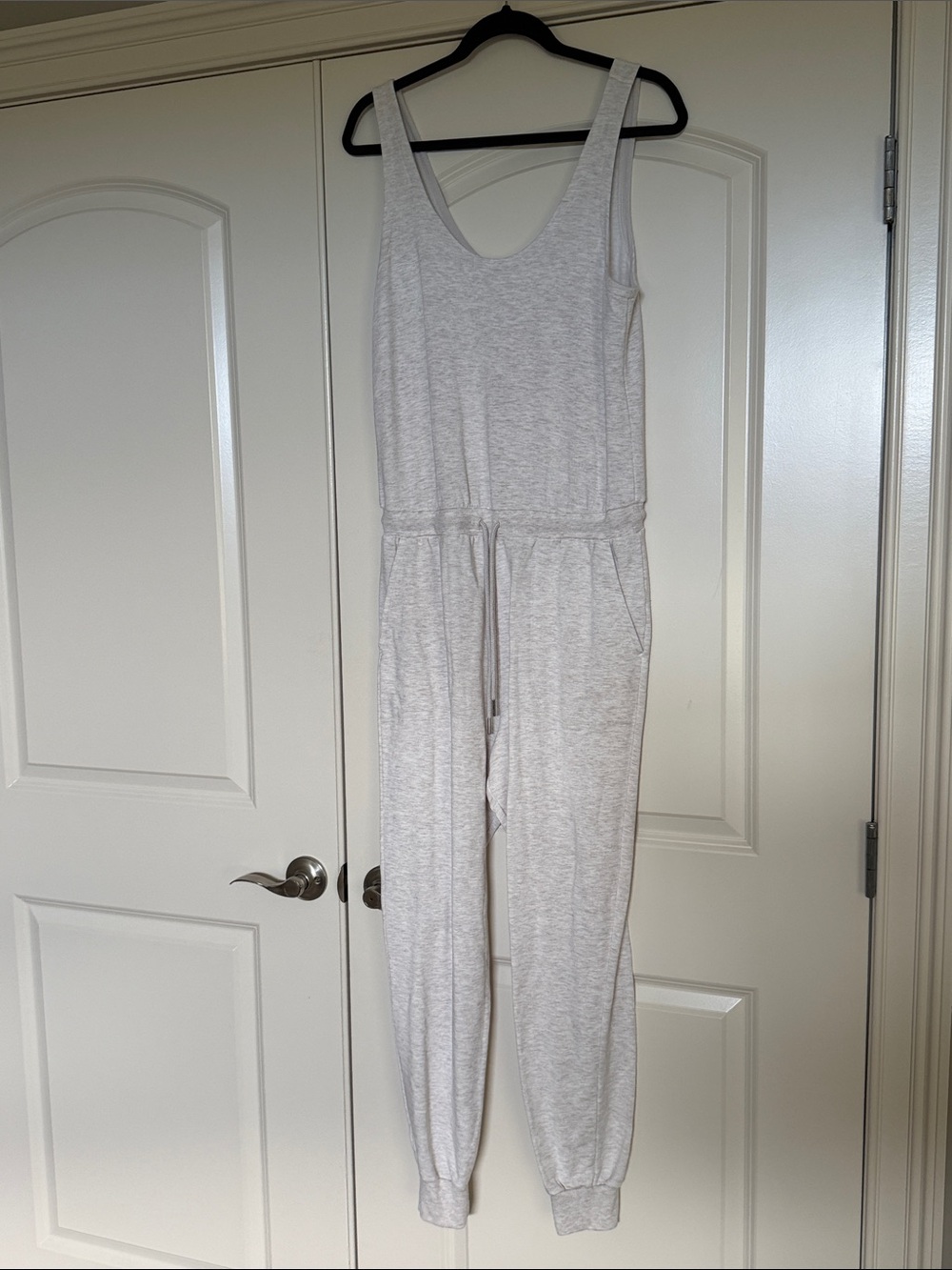 Athleta tank top jogger sleeveless romper jumpsuit oatmeal heather m medium